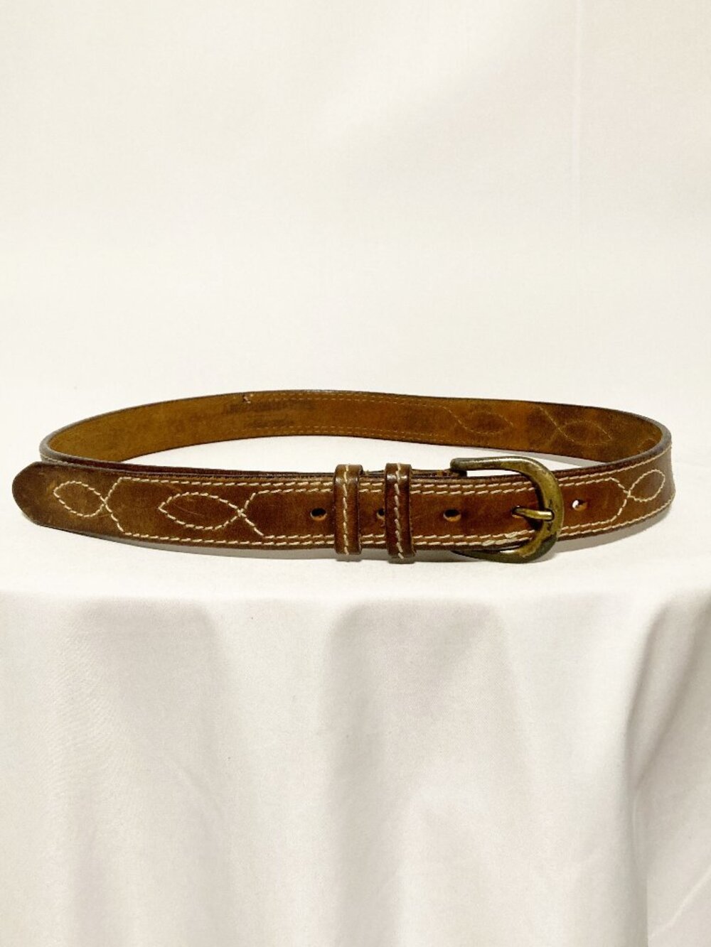 Vintage Abercrombie & Fitch Double-Stitched Leather Belt Unisex Western 42"